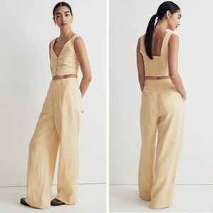 Madewell The Harlow Wide-Leg Pant in 100% Linen light straw 15906